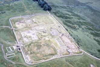 Series of oblique aerial photographs of sites associated with Hadrian's Wall, circa 1970s Roman