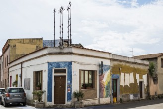 Wall painting, murals, graffiti, street art, San Sperate, Sardinia, Italy, Europe