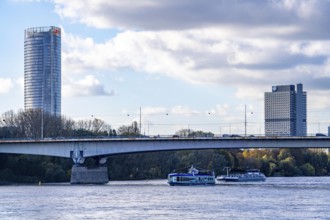 The Konrad Adenauer Bridge, South Bridge, A562 motorway bridge and 2 light rail lines, tram, UN