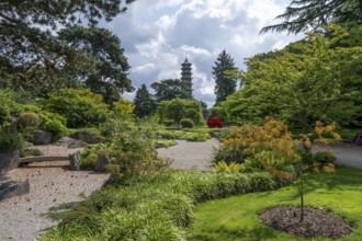 View of the Great Pagoda from a Japanese garden, Royal Botanic Gardens (Kew Gardens), UNESCO World