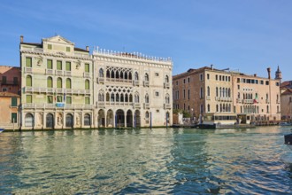 View from 'Canal Grande' on 'Galleria Giorgio Franchetti alla Ca' d'Oro' and the waterway in Venice