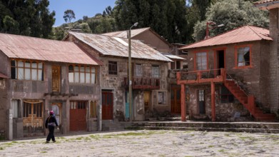 Plaza de Taquile, Huillanopampa, Titicaca lake, Puno, Peru, South America