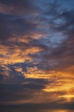 Red illuminated clouds, dawn at a sunrise, full format, Baden-Württemberg, Germany, Europe