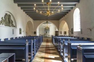 Interior of Selde Church in Selde, Roslev, Skive, Denmark, Europe