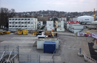 Container, Züblin, soul, construction site, construction material, underground railway project