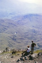 View from the summit of Mount Snowdon, Snowdonia, North Wales, Great Britain 1966