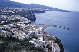 Landscape of the coast and the city of Sorrento, Gulf of Naples, Italy 1998