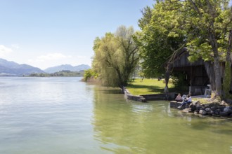 Jetty on the eastern shore of Fraueninsel, Chiemsee, Bavaria, Germany, Europe