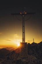 Sunrise hiking tour on the Säuling in the Allgäu in Bavaria, Germany, Europe