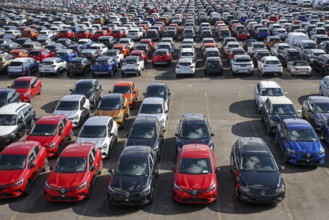 Duisburg, North Rhine-Westphalia, Germany, new cars, transhipment centre, car terminal in Duisburg