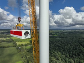 Dorsten, North Rhine-Westphalia, Germany, construction of a wind turbine, the first wind turbine of