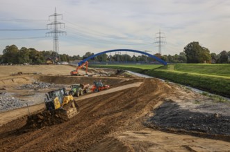 Dinslaken, Voerde, North Rhine-Westphalia, Germany, Construction site Emscher estuary into the