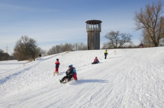 Recklinghausen, North Rhine-Westphalia, Germany - Sunny winter landscape in the Ruhr area, Emscher