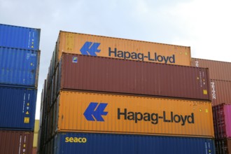 Cologne, North Rhine-Westphalia, Germany - Hapag-Lloyd Container, transport and logistics company,