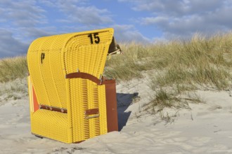 Beach chair on the Baltic Sea sandy beach on the Darß peninsula, Mecklenburg-Western Pomerania,