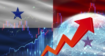 Global financial growth with Panama flag. Financial growth with Panama flag on economic background