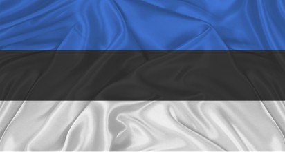 Estonian flag with fabric texture. Realistic flag of estonia waving