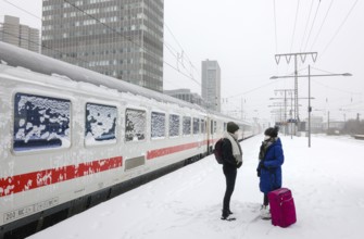 Essen, North Rhine-Westphalia, Germany - Onset of winter in the Ruhr area, Essen railway station,