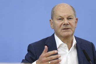 Olaf Scholz (SPD), Federal Chancellor, on his way to the Federal Press Conference, bpk, Federal