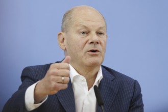 Olaf Scholz (SPD), Federal Chancellor, on his way to the Federal Press Conference, bpk, Federal