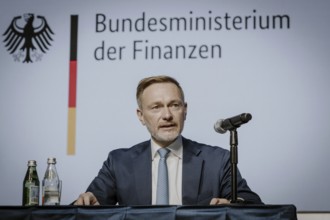 Christian Lindner (FDP), Federal Minister of Finance, photographed during the press conference on