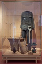 Fisherman's equipment on display in the NAVIGO Visserijmuseum, fishery museum at Oostduinkerke,