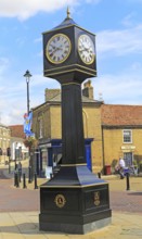 Historic clock tower in town centre, Stowmarket, Suffolk, England, UK