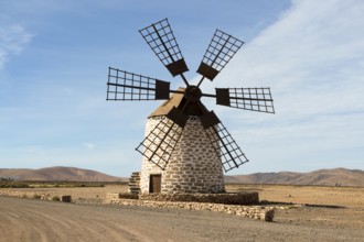 Traditional windmill at Tefia, Fuerteventura, Canary Islands, Spain, Europe