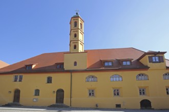 Yellow hospital church, Heilig-Geist-Kirche, Dinkelsbühl, Middle Franconia, Franconia, Bavaria,