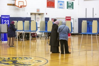 Deaarborn, Michigan USA, 27 February 2024, Voting at Salina School in Michigan's Presidential