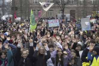 Joint strike by Fridays for Future and local transport workers from the ver.di trade union, in