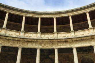 Palacio de Carlos V, Palace of Charles V, Renaissance palace in the Alhambra, gallery with columns