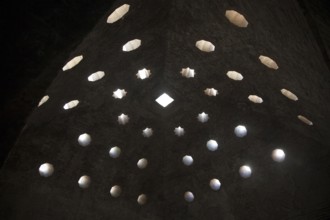 Star shaped roof light in Banos Arabes, historic Arabic Baths, eleventh century Moorish public