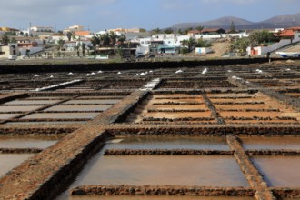 Evaporation of sea water in salt pans, Museo de la Sal, Salt museum, Las Salinas del Carmen,