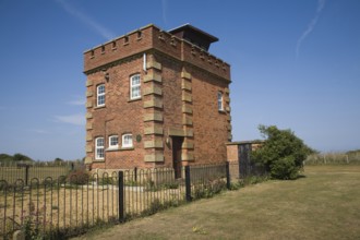 Coastal look-out tower at Hunstanton, north Norfolk coast, England, United Kingdom, Europe