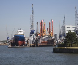 Dry dock shipyard Port of Rotterdam, Netherlands