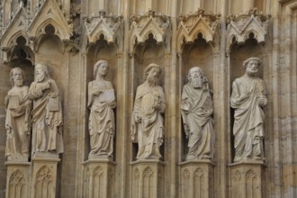 Six apostle sculptures at the church portal of the UNESCO Cathedral, St Mary's Church, Erfurt