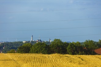 View over Freiberg to the Reichen Zeche, Landmark, Freiberg, Saxony, Germany, Europe