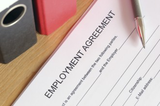 Blank form of an employment contract in English