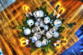 Advent wreath, candles, fir branches, Christmas arrangement, Christmas motif, Christmas, Christmas,