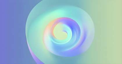 Spiral shape that slowly expands, rotates, and shifts colors in a soft gradient, invoking a