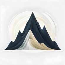 Minimalist illustration of an abstract mountain that cycles through day and night, symbolizing