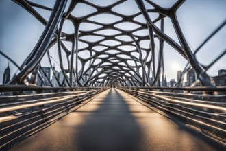 Modern bridge design of a network of interconnected shapes inspired by the structure of spider