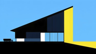 AI generated minimalistic architecture house design in monochrome grey structure with vibrant