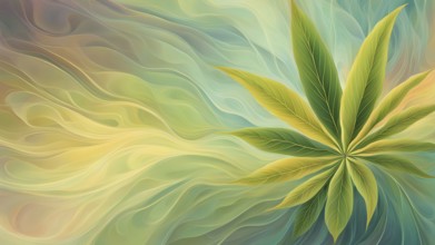 Abstract painting symbolizing the tranquil impact of cannabis in swirling soft pastel hues, AI