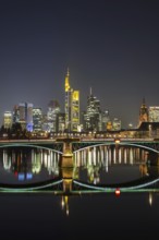 Skyline, Ignaz-Bubis-Brücke, banking district, Frankfurt am Main, Hesse, Germany, Europe