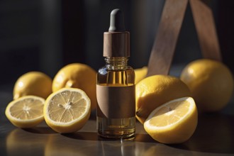 Vitamin C serum and lemons. KI generiert, generiert AI generated