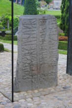 Carved Runestone, 10th century, World Heritage Site, Jelling Stones, Jelling, Jutland, Denmark,