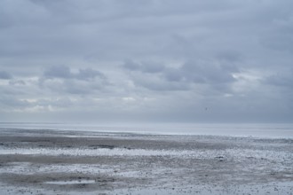 Dark clouds over the North Sea, Lower Saxony Wadden Sea National Park, Norddeich, East Frisia,