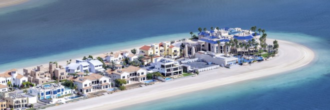 Luxury villas for sale on The Palm Jumeirah panoramic man-made island with beach in Dubai, United